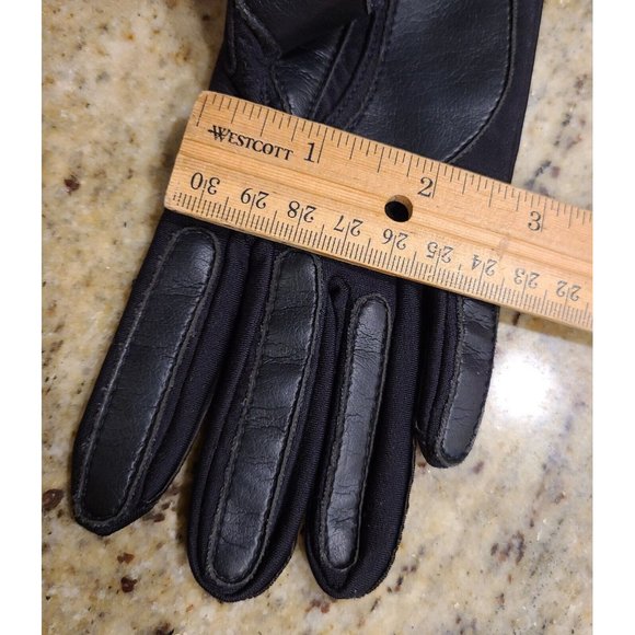 Vintage One Size Fits All Black Nylon Leather Stretch 8" Driving Gloves New?? - Picture 14 of 15